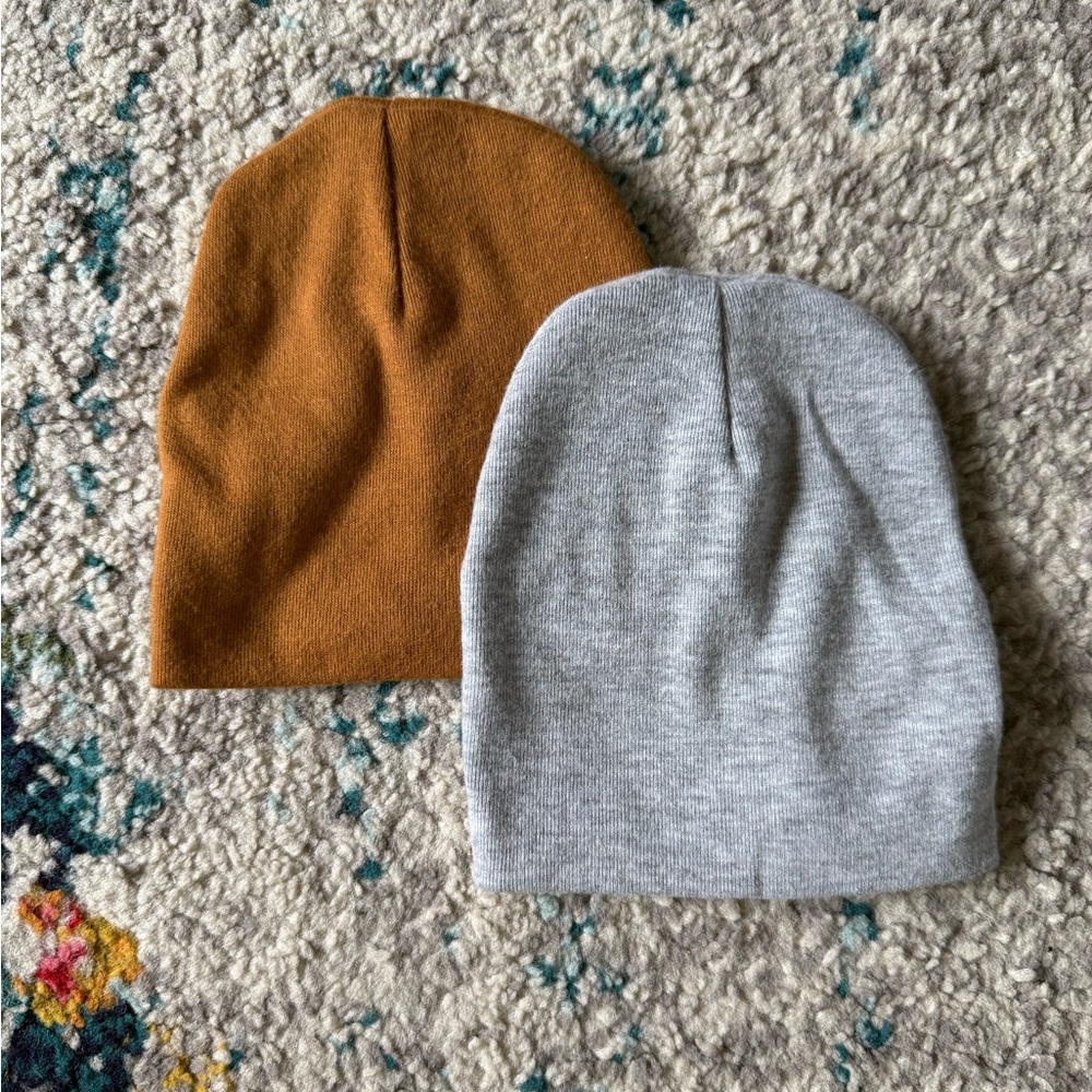 Cozy Kids Beanie Set - Gray and Brown
